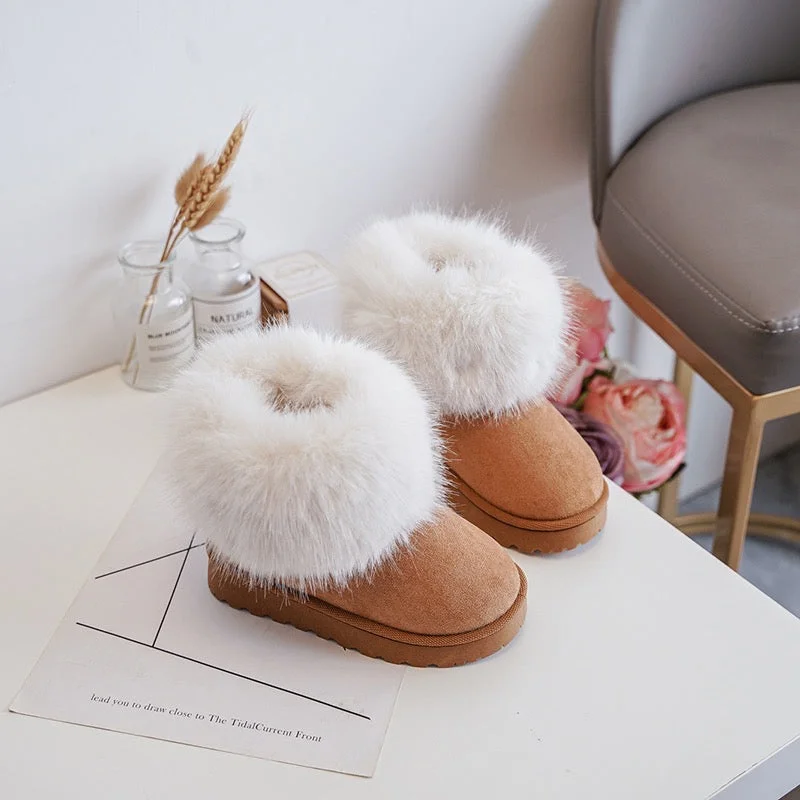 Women's Moccasin - Style Slippers with Fringe Detail in Brown for a Rustic Look MINI KIDS TAMMY CHESTNUT PLATFORM FAUX FUR ANKLE SLIPPER BOOTS Women's Moccasin - Style Slippers with Fringe Detail in Brown for a Rustic Look MINI KIDS TAMMY CHESTNUT PLATFORM FAUX FUR ANKLE SLIPPER BOOTS