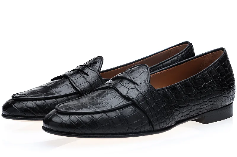 Women's Gel - Cushioned Slippers with a Soft Sole in Blue for All - Day Comfort TANGERINE 9 CROCODILE BLACK BELGIAN LOAFERS Women's Gel - Cushioned Slippers with a Soft Sole in Blue for All - Day Comfort TANGERINE 9 CROCODILE BLACK BELGIAN LOAFERS