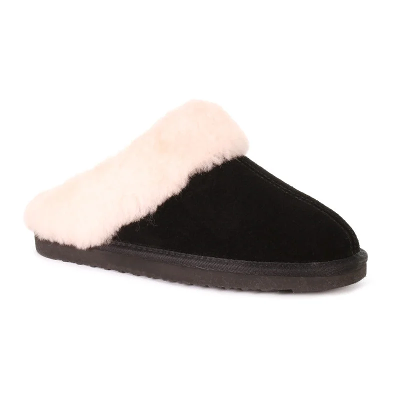 Women's Moccasin - Style Slippers with Fringe Detail in Brown for a Rustic Look Womens Anna Suede Clog Women's Moccasin - Style Slippers with Fringe Detail in Brown for a Rustic Look Womens Anna Suede Clog