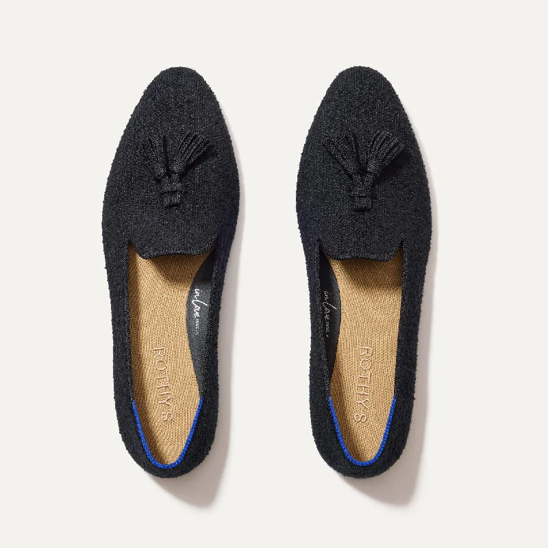 Women's Bow - Embellished Loafers in Red for a Feminine Touch The Almond Tassel Loafer - Black Bouclé Women's Bow - Embellished Loafers in Red for a Feminine Touch The Almond Tassel Loafer - Black Bouclé