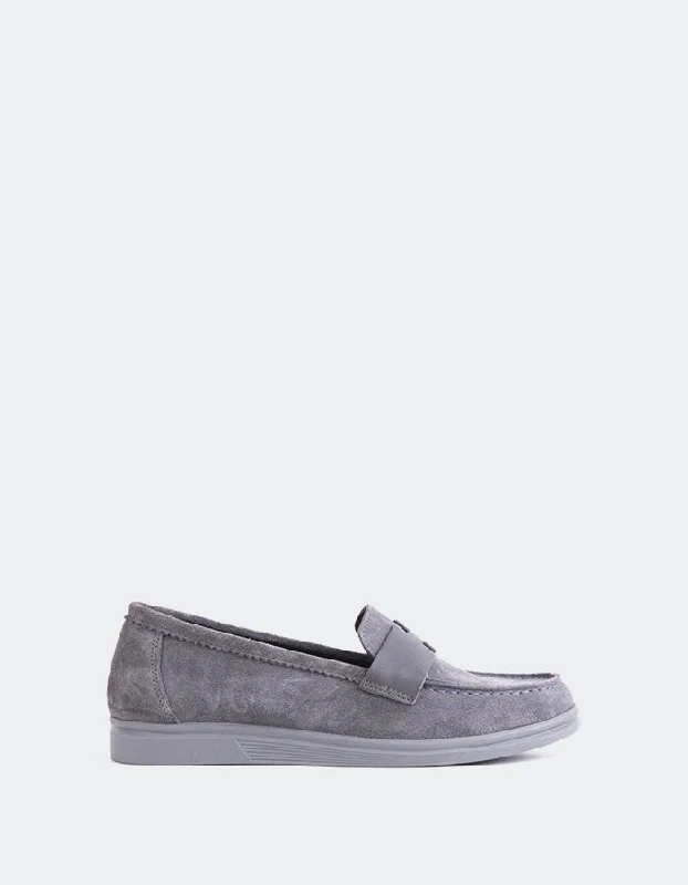 Women's Embroidered Floral Pattern Loafers in Beige for a Spring - Inspired Outfit Yasmin Grey Suede Women's Embroidered Floral Pattern Loafers in Beige for a Spring - Inspired Outfit Yasmin Grey Suede