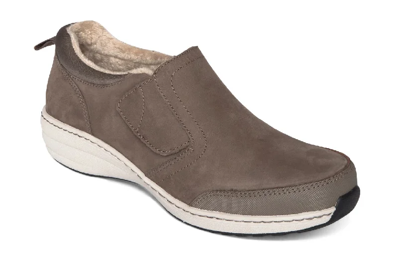 Women's Tassel - Trimmed Loafers with a Low Heel in Olive Green for a Trendy Twist Aetrex Tyra Slip-On Women's Tassel - Trimmed Loafers with a Low Heel in Olive Green for a Trendy Twist Aetrex Tyra Slip-On