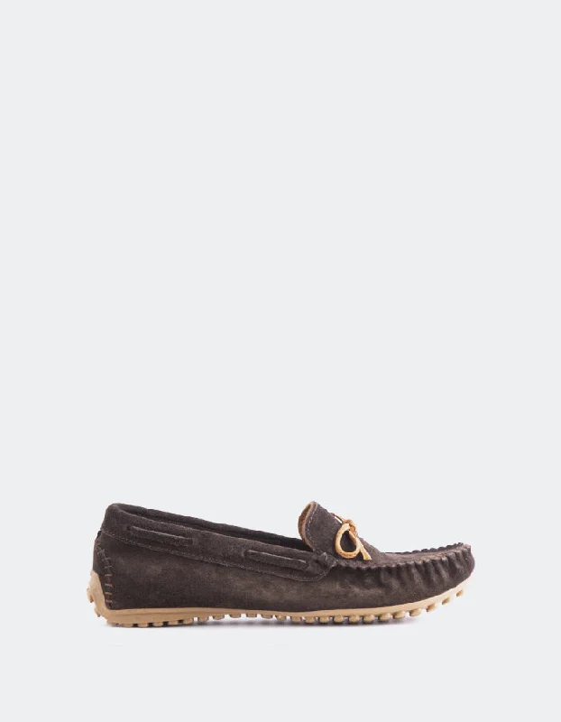 Women's Bow - Embellished Loafers in Red for a Feminine Touch Titania Brown Suede