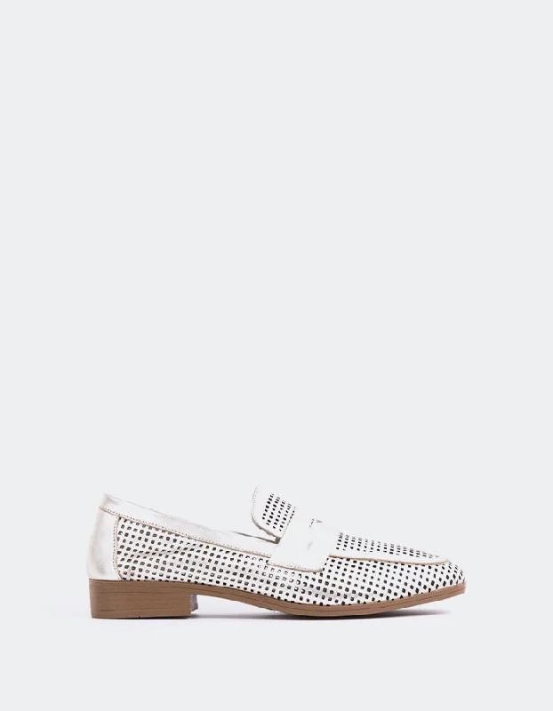 Women's Geometric - Patterned Loafers in Multicolor for a Fashion - Forward Look Urbino Silver Metal Women's Geometric - Patterned Loafers in Multicolor for a Fashion - Forward Look Urbino Silver Metal