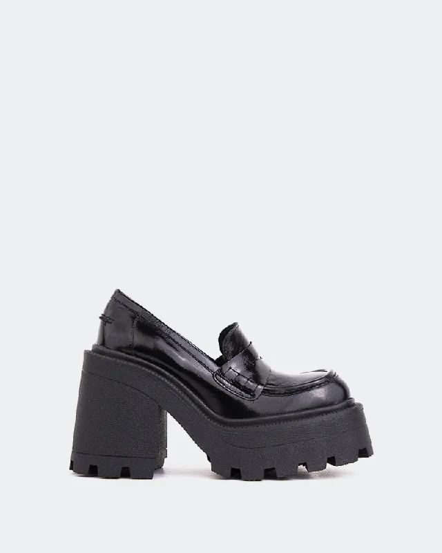 Women's Tassel - Trimmed Loafers with a Low Heel in Olive Green for a Trendy Twist Tonya Black Shiny Leather Women's Tassel - Trimmed Loafers with a Low Heel in Olive Green for a Trendy Twist Tonya Black Shiny Leather