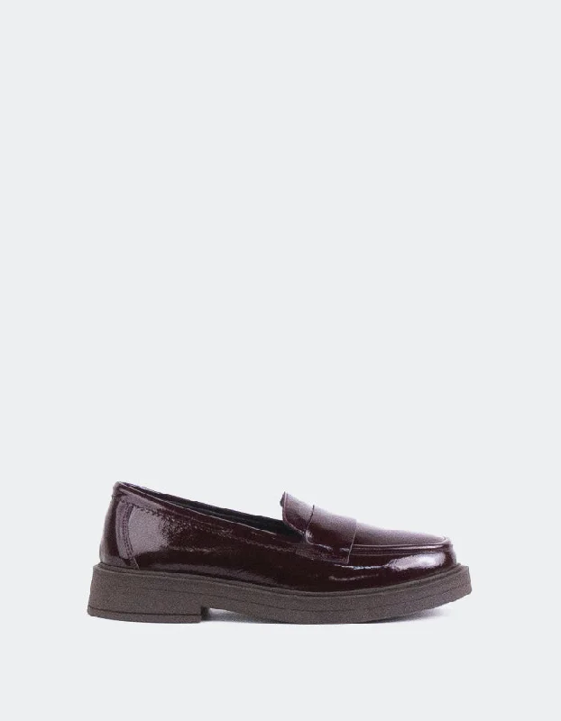 Women's Bow - Embellished Loafers in Red for a Feminine Touch Novee Burgundy Patent Women's Bow - Embellished Loafers in Red for a Feminine Touch Novee Burgundy Patent