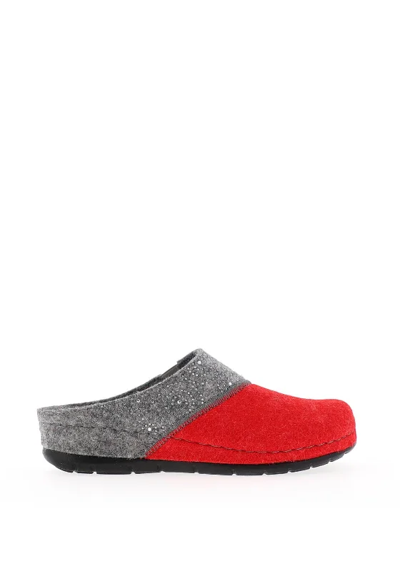 Women's Slippers with a Quilted Pattern in Gray for Added Style Rohde Womens Wool Diamante Embellished Mule Slippers, Red Women's Slippers with a Quilted Pattern in Gray for Added Style Rohde Womens Wool Diamante Embellished Mule Slippers, Red