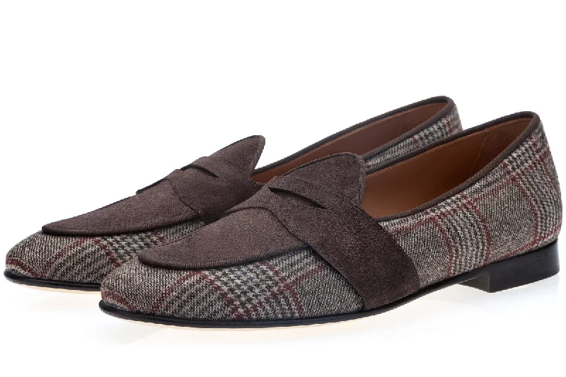 Women's Leather Slippers with a Hand - Stitched Design in Burgundy for Durability TANGERINE 9 TARTAN COCOA BELGIAN LOAFERS Women's Leather Slippers with a Hand - Stitched Design in Burgundy for Durability TANGERINE 9 TARTAN COCOA BELGIAN LOAFERS