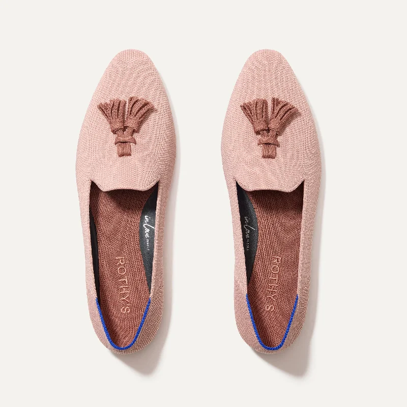 Women's Embroidered Floral Pattern Loafers in Beige for a Spring - Inspired Outfit The Almond Tassel Loafer - Maple Pink Women's Embroidered Floral Pattern Loafers in Beige for a Spring - Inspired Outfit The Almond Tassel Loafer - Maple Pink