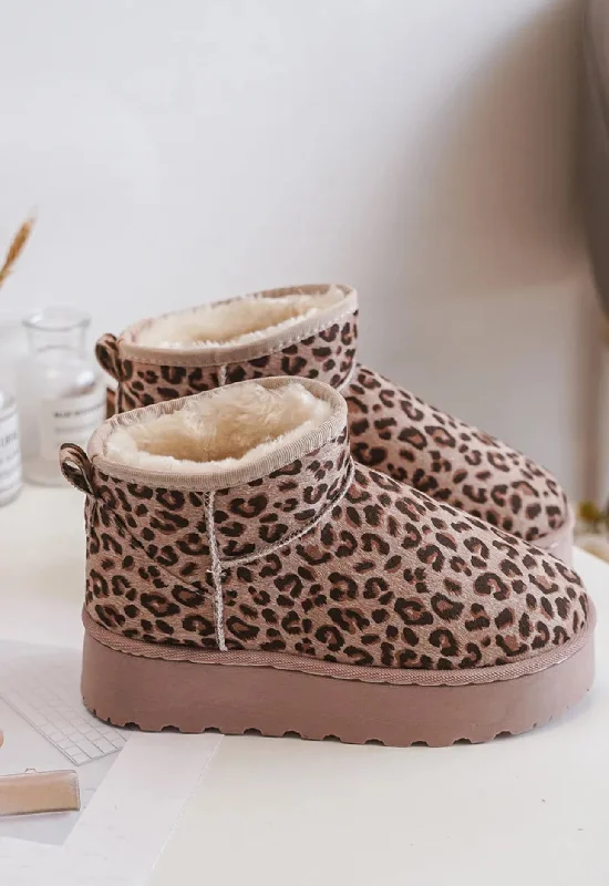 Women's Leather Slippers with a Hand - Stitched Design in Burgundy for Durability DARCY LEOPARD ULTRA PLATFORM ANKLE SLIPPER BOOTS Women's Leather Slippers with a Hand - Stitched Design in Burgundy for Durability DARCY LEOPARD ULTRA PLATFORM ANKLE SLIPPER BOOTS