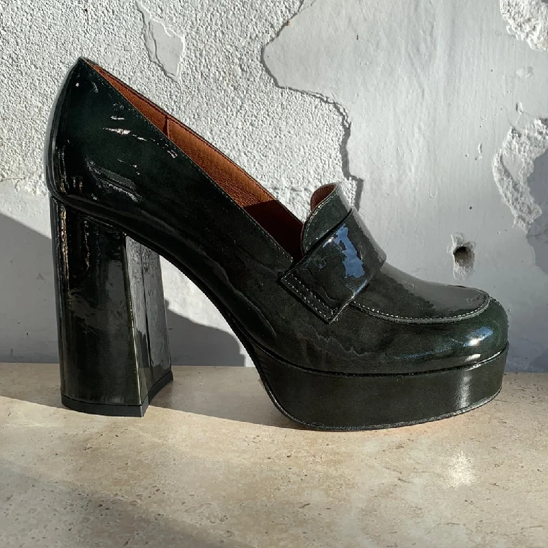 Women's Glitter - Embellished Loafers in Silver for a Sparkly Party Look Neo 23558 Green patent Women's Glitter - Embellished Loafers in Silver for a Sparkly Party Look Neo 23558 Green patent