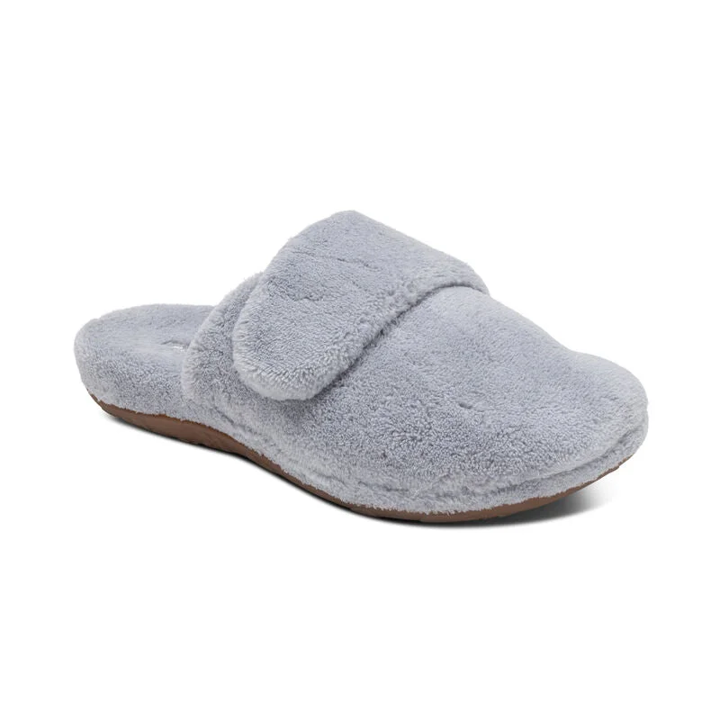 Women's Backless Slippers with a Furry Trim in Light Pink for a Cute and Casual Look AETREX MANDY GREY Women's Backless Slippers with a Furry Trim in Light Pink for a Cute and Casual Look AETREX MANDY GREY