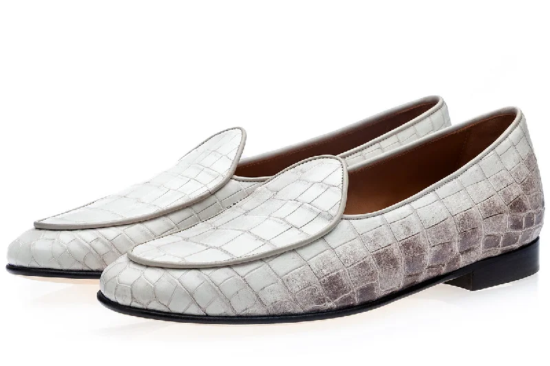 Women's Slippers with a Built - in Heel in Black for a Slightly Elevated Look TANGERINE CROCODILE HIMALAYAN BELGIAN LOAFERS Women's Slippers with a Built - in Heel in Black for a Slightly Elevated Look TANGERINE CROCODILE HIMALAYAN BELGIAN LOAFERS