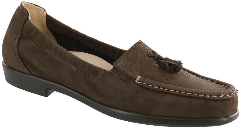 Women's Tassel - Trimmed Loafers with a Low Heel in Olive Green for a Trendy Twist SAS Hope Women's Tassel - Trimmed Loafers with a Low Heel in Olive Green for a Trendy Twist SAS Hope