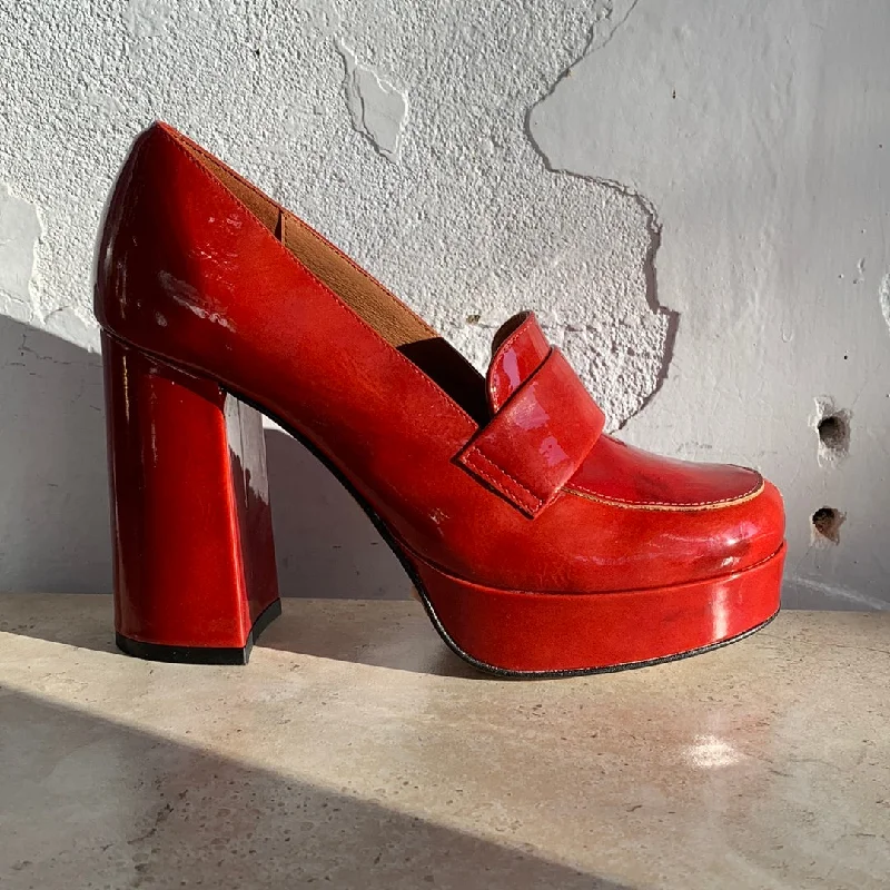 Women's Cashmere - Lined Loafers in Burgundy for Warmth in Winter Neo 23558 Red Patent Women's Cashmere - Lined Loafers in Burgundy for Warmth in Winter Neo 23558 Red Patent