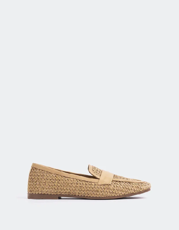 Women's Memory Foam Insole Loafers in Pink for Added Comfort Brescia Camel Rafia