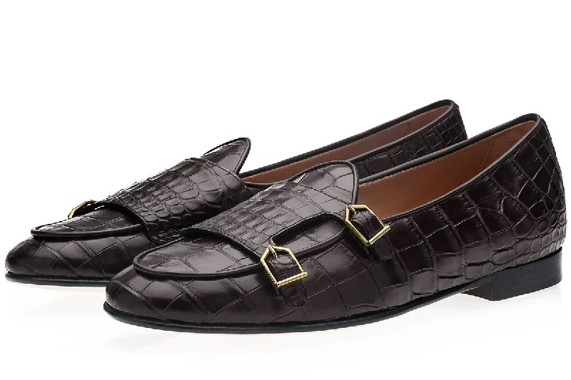 Women's Slippers with a Quilted Pattern in Gray for Added Style TANGERINE 7 CROCODILE COCOA BELGIAN LOAFERS Women's Slippers with a Quilted Pattern in Gray for Added Style TANGERINE 7 CROCODILE COCOA BELGIAN LOAFERS
