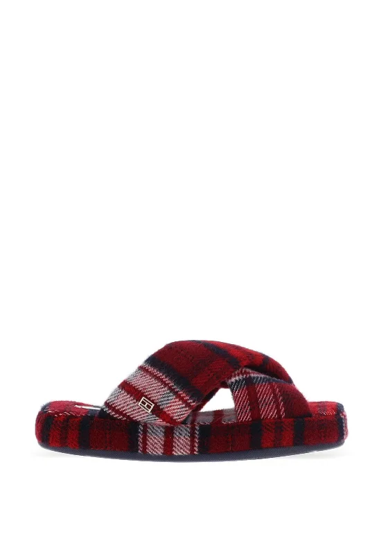 Women's Knitted Cable Pattern Slippers with a Non - Slip Sole in Cream for Indoor Comfort Tommy Hilfiger Furry Home Slippers, Red Tartan Women's Knitted Cable Pattern Slippers with a Non - Slip Sole in Cream for Indoor Comfort Tommy Hilfiger Furry Home Slippers, Red Tartan