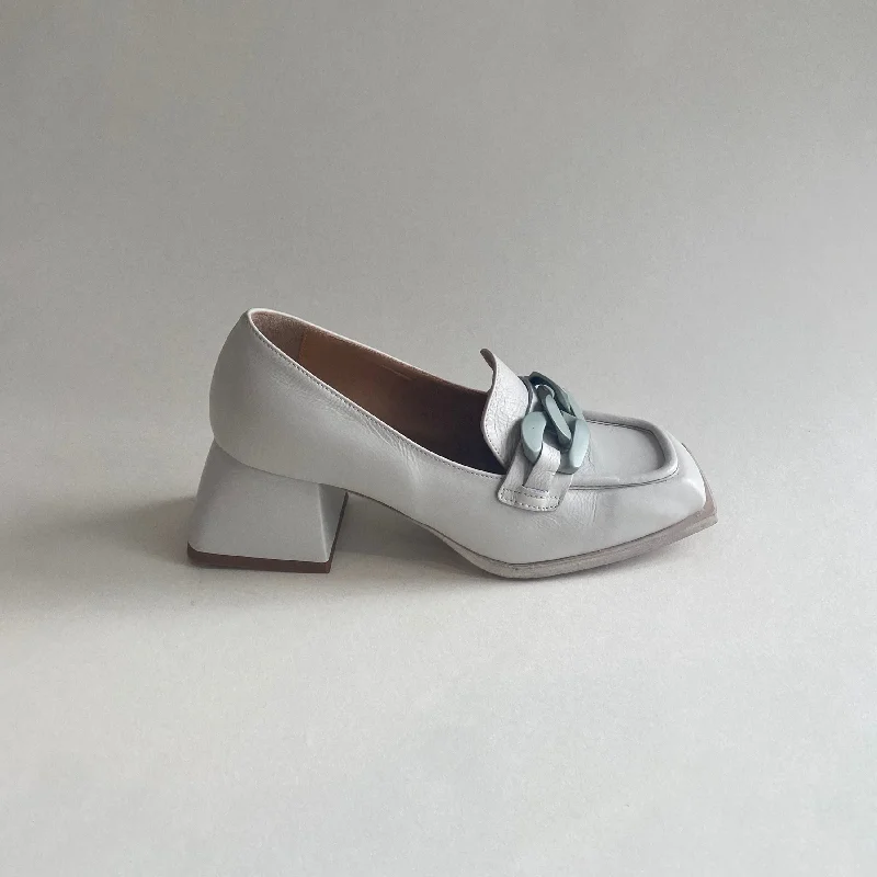 Women's Geometric - Patterned Loafers in Multicolor for a Fashion - Forward Look Laura Bellariva 7781 Pietra Mint (Chain Detail) - LAST PAIR size 40 Women's Geometric - Patterned Loafers in Multicolor for a Fashion - Forward Look Laura Bellariva 7781 Pietra Mint (Chain Detail) - LAST PAIR size 40