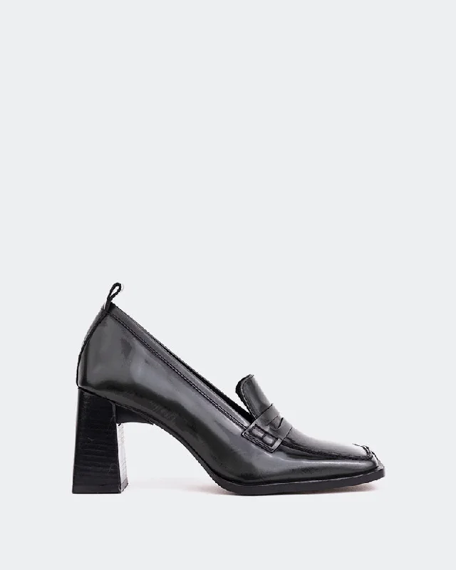Women's Tassel - Trimmed Loafers with a Low Heel in Olive Green for a Trendy Twist Swanky Black Leather Women's Tassel - Trimmed Loafers with a Low Heel in Olive Green for a Trendy Twist Swanky Black Leather