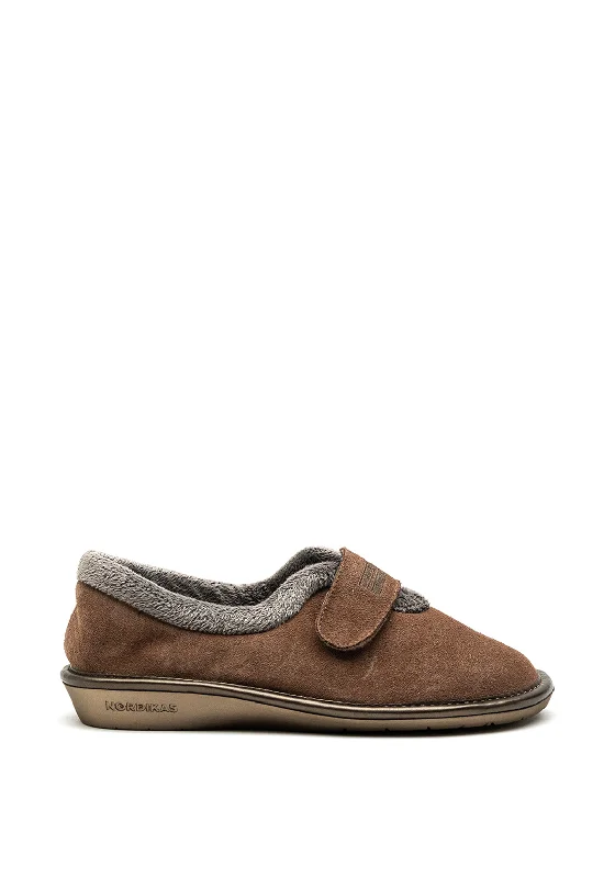 Women's Shearling Lined Slippers with a Fleece Upper in Tan for Ultimate Warmth Nordikas Womens Suede Velcro Strap Slipper, Taupe Women's Shearling Lined Slippers with a Fleece Upper in Tan for Ultimate Warmth Nordikas Womens Suede Velcro Strap Slipper, Taupe