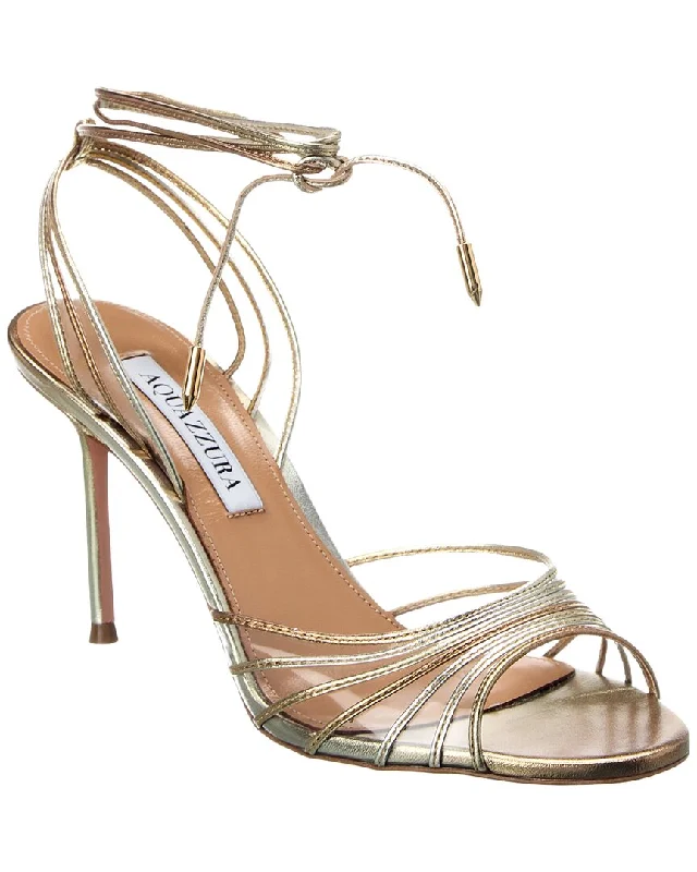 Women's Strappy Gladiator Sandals with Buckle Closures in Tan for a Boho LookAquazzura Call Me 85 Vinyl & Leather Sandal Women's Strappy Gladiator Sandals with Buckle Closures in Tan for a Boho LookAquazzura Call Me 85 Vinyl & Leather Sandal
