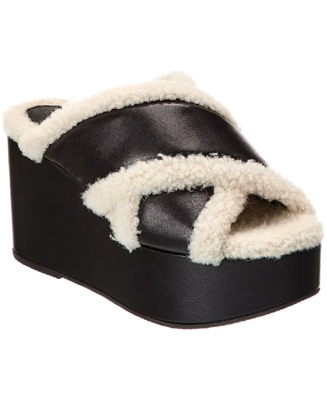 Adjustable Strap Women's Sandals with a Padded Heel in Pink for a Custom FitBrunello Cucinelli Leather & Shearling Wedge Sandal Adjustable Strap Women's Sandals with a Padded Heel in Pink for a Custom FitBrunello Cucinelli Leather & Shearling Wedge Sandal