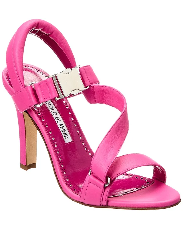 Women's Ankle - Strap Sandals with a Block Heel in Red for a Sophisticated Style Sustainable Women's Recycled Material Sandals in Beige for Eco - Conscious ShoppersManolo Blahnik Puxanhi 105 Leather Sandal Women's Ankle - Strap Sandals with a Block Heel in Red for a Sophisticated Style Sustainable Women's Recycled Material Sandals in Beige for Eco - Conscious ShoppersManolo Blahnik Puxanhi 105 Leather Sandal