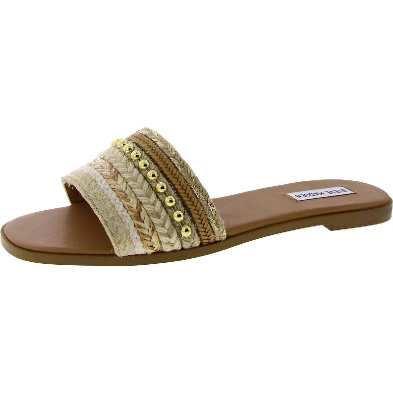 Shock - Absorbing Women's Sandals with a Soft Insole in Black for Active LifestylesSteve Madden Womens Kassi Woven Embellished Slide Sandals Shock - Absorbing Women's Sandals with a Soft Insole in Black for Active LifestylesSteve Madden Womens Kassi Woven Embellished Slide Sandals