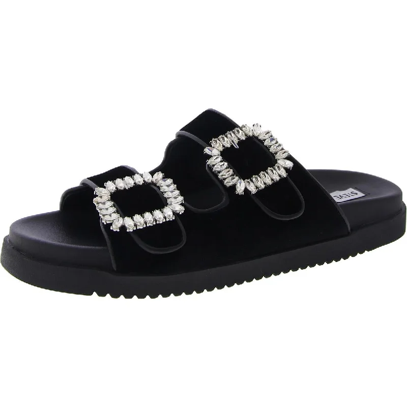 Anti - Slip Women's Sandals with a Grooved Sole in Green for Outdoor AdventuresSteve Madden Womens Mystik Velvet Slide Sandals Anti - Slip Women's Sandals with a Grooved Sole in Green for Outdoor AdventuresSteve Madden Womens Mystik Velvet Slide Sandals
