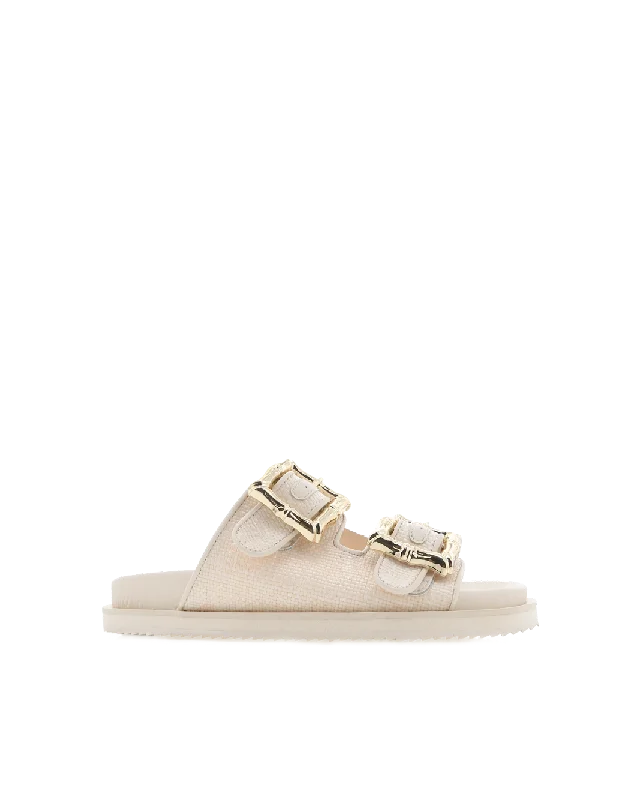 Women's Ankle - Strap Sandals with a Block Heel in Red for a Sophisticated Style Child - Friendly Women's Sandals with a Secure Buckle in Purple for Moms on the GoTEXANNA - CREAM RAFFIA