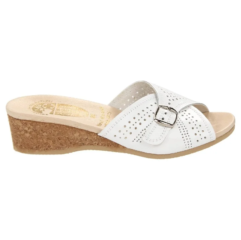 Elastic - Strap Women's Sandals with a Padded Toe in Teal for Easy On - and - OffElastic - Strap Women's Sandals with a Padded Toe in Teal for Easy On - and - OffWorishofer Women's 251 Slide White Leather