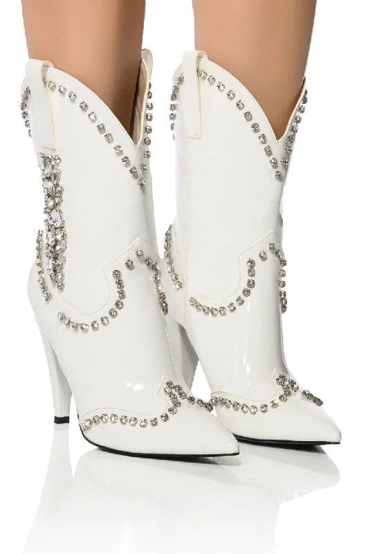 Women's Ankle Booties with Faux Leather and Furry Cuffs in Tan for a Cute and Warm StyleAZALEA WANG FREIDA EMBELLISHED BOOTIE IN WHITE Women's Ankle Booties with Faux Leather and Furry Cuffs in Tan for a Cute and Warm StyleAZALEA WANG FREIDA EMBELLISHED BOOTIE IN WHITE