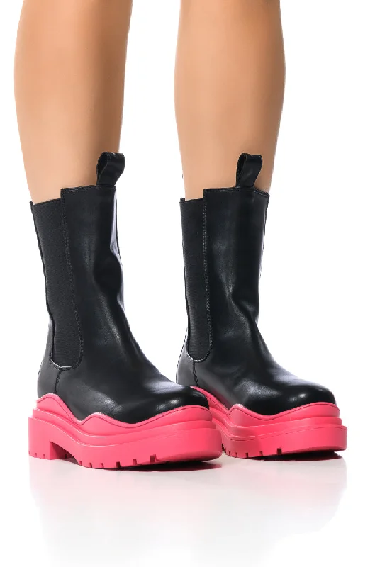Women's Platform Chelsea Boots in Black for a Modern and Fashion - Forward AppearanceAZALEA WANG GHOSTED FLATFORM CHELSEA BOOT IN FUCHSIA Women's Platform Chelsea Boots in Black for a Modern and Fashion - Forward AppearanceAZALEA WANG GHOSTED FLATFORM CHELSEA BOOT IN FUCHSIA