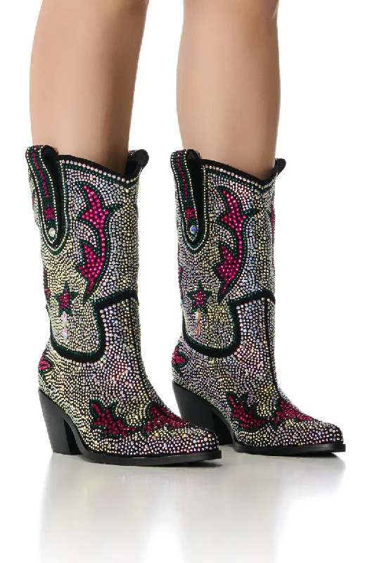 Women's Glitter - Embellished Ankle Boots in Gold for a Sparkly Party LookAZALEA WANG KAITLAND MULTI RHINESTONE WESTERN BOOTIE Women's Glitter - Embellished Ankle Boots in Gold for a Sparkly Party LookAZALEA WANG KAITLAND MULTI RHINESTONE WESTERN BOOTIE