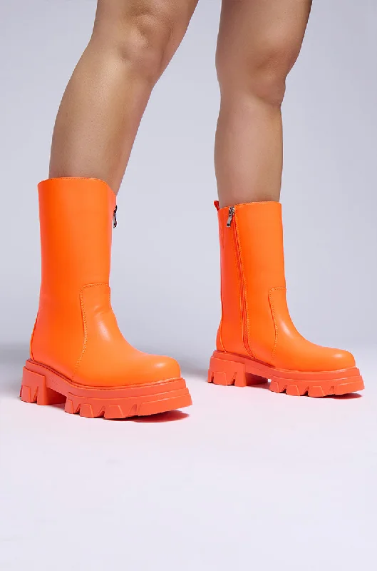 Women's Knee - High Leather Riding Boots in Black for a Classic Equestrian LookAZALEA WANG KLOCHAVA ORANGE BOOTIE Women's Knee - High Leather Riding Boots in Black for a Classic Equestrian LookAZALEA WANG KLOCHAVA ORANGE BOOTIE