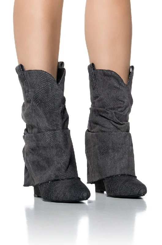 Women's Glitter - Embellished Ankle Boots in Gold for a Sparkly Party LookAZALEA WANG MANON DENIM SLOUCH BOOTIE Women's Glitter - Embellished Ankle Boots in Gold for a Sparkly Party LookAZALEA WANG MANON DENIM SLOUCH BOOTIE