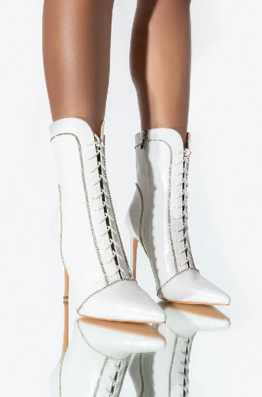 Women's Knee - High Leather Riding Boots in Black for a Classic Equestrian LookAZALEA WANG NIGHTS IN VEGAS STILETTO BOOTIE IN WHITE CROC Women's Knee - High Leather Riding Boots in Black for a Classic Equestrian LookAZALEA WANG NIGHTS IN VEGAS STILETTO BOOTIE IN WHITE CROC