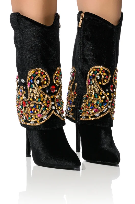 Women's Chunky - Heeled Chelsea Boots in Gray for a Casual and Trendy Everyday LookAZALEA WANG NIKO EMBELLISHED SUEDE BOOTIE IN BLACK Women's Chunky - Heeled Chelsea Boots in Gray for a Casual and Trendy Everyday LookAZALEA WANG NIKO EMBELLISHED SUEDE BOOTIE IN BLACK