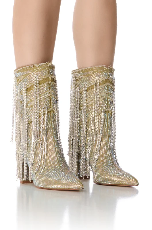 Women's Over - the - Knee Suede Boots in Taupe for a Stylish and Sophisticated OutfitAZALEA WANG RENTLESS SILVER SAGE DENIM DIAMOND DRIP BOOTIE Women's Over - the - Knee Suede Boots in Taupe for a Stylish and Sophisticated OutfitAZALEA WANG RENTLESS SILVER SAGE DENIM DIAMOND DRIP BOOTIE
