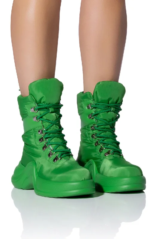Plus Size Women's Embroidered Knee - High Boots in Burgundy for a Luxurious LookAZALEA WANG SKYLAR EDGY LACE UP BOOTIE IN GREEN Plus Size Women's Embroidered Knee - High Boots in Burgundy for a Luxurious LookAZALEA WANG SKYLAR EDGY LACE UP BOOTIE IN GREEN