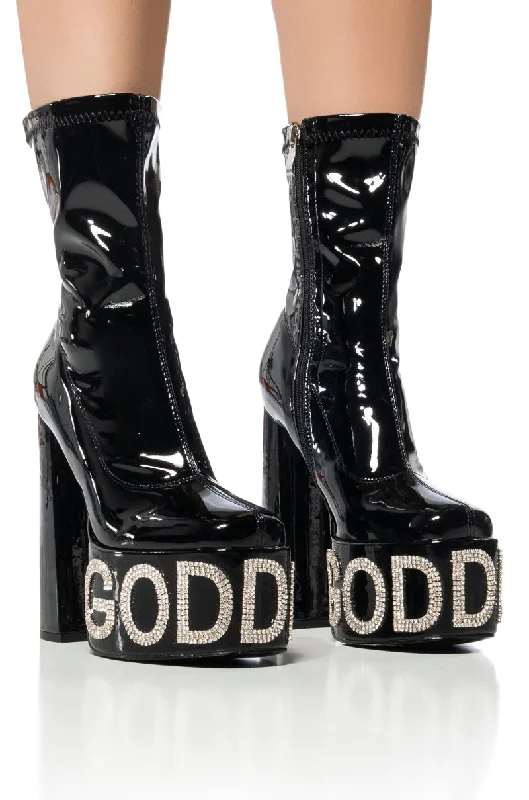 Women's Fur - Trimmed Snow Boots in White for a Stylish and Practical Winter ChoiceAZALEA WANG TEEGAN GODDESS EMBELLISHED BOOTIE IN BLACK Women's Fur - Trimmed Snow Boots in White for a Stylish and Practical Winter ChoiceAZALEA WANG TEEGAN GODDESS EMBELLISHED BOOTIE IN BLACK