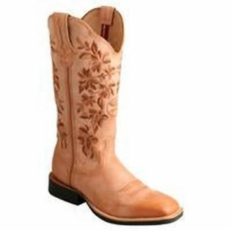 Plus Size Women's Embroidered Knee - High Boots in Burgundy for a Luxurious LookHooey Boot In Blush Plus Size Women's Embroidered Knee - High Boots in Burgundy for a Luxurious LookHooey Boot In Blush