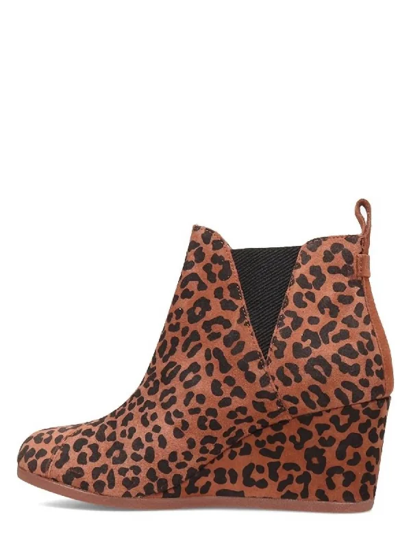 Women's Ankle Booties with Faux Leather and Furry Cuffs in Tan for a Cute and Warm StyleKelsey Animal Print Suede Wedge Boot Women's Ankle Booties with Faux Leather and Furry Cuffs in Tan for a Cute and Warm StyleKelsey Animal Print Suede Wedge Boot