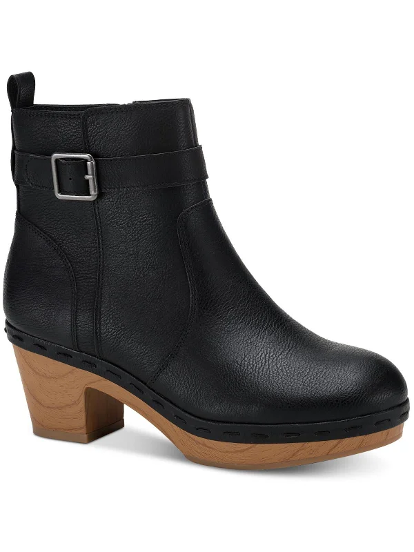 Women's Wedge - Heeled Ankle Boots in Navy Blue for a Comfortable and Trendy OptionToryy Womens Faux Leather Clog Booties Women's Wedge - Heeled Ankle Boots in Navy Blue for a Comfortable and Trendy OptionToryy Womens Faux Leather Clog Booties