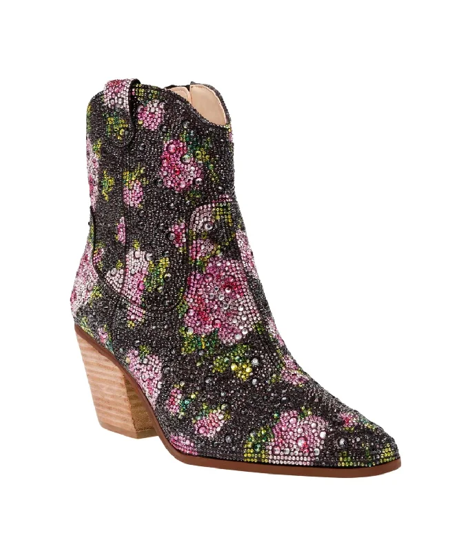 Women's Chunky - Heeled Chelsea Boots in Gray for a Casual and Trendy Everyday LookWomen Rhinestone Ankle Boots In Diva Black Floral Women's Chunky - Heeled Chelsea Boots in Gray for a Casual and Trendy Everyday LookWomen Rhinestone Ankle Boots In Diva Black Floral