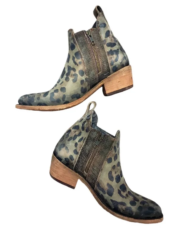 Women's Combat Boots with Studded Details in Olive Green for an Edgy Punk LookWomen's Blumer Leather Bootie In Chita T-Moro Women's Combat Boots with Studded Details in Olive Green for an Edgy Punk LookWomen's Blumer Leather Bootie In Chita T-Moro