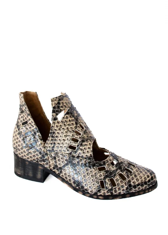 Women's Ankle Boots with Cut - Out Details in Beige for a Unique and Stylish EdgeWomen's Reedy Cut Out Ankle Snakeskin Boot In Taupe Leather Women's Ankle Boots with Cut - Out Details in Beige for a Unique and Stylish EdgeWomen's Reedy Cut Out Ankle Snakeskin Boot In Taupe Leather