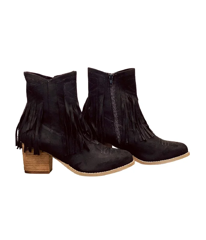 Women's Lace - Trimmed Knee - High Boots in Ivory for a Feminine and Elegant EnsembleWomen's Sandra Fringe Booties In Black Women's Lace - Trimmed Knee - High Boots in Ivory for a Feminine and Elegant EnsembleWomen's Sandra Fringe Booties In Black