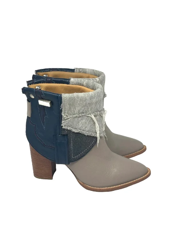 Women's Lace - Trimmed Knee - High Boots in Ivory for a Feminine and Elegant EnsembleWomen's Stitched Ankle Boots In Taupe, Grey Denim